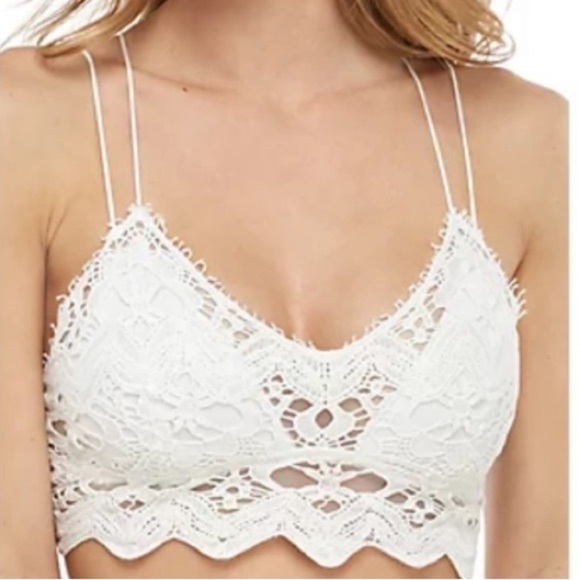 Free People Tops - Free People White Lace Bralette size L